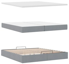 Ottomán ágykeret matraccal világosszürke 200x200 cm szövet