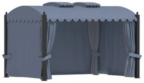 antracitszürke acélpavilon függönyökkel 3 x 4 m
