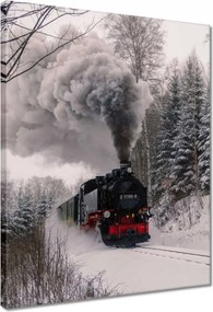Vászonkép 40x50 Mozdony téli tájképben