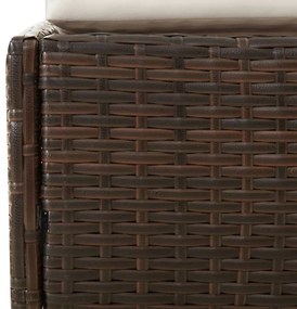 barna polyrattan napozóágy összecsukható tetővel 200x114x128 cm