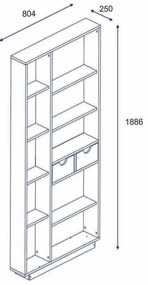 Luma White and Walnut könyvespolc
