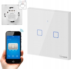 Intelligens kapcsoló Sonoff Tx T2EU2C Érintőkapcsoló Fehér 2 csatorna