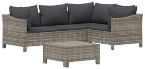 5 részes szürke polyrattan kerti ülőgarnitúra párnákkal