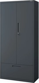 Moduláris többfunkciós fém szekrény magas fiókkal antracit MEGAN 1950 x 900 x 400 mm
