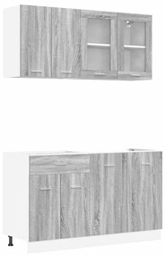Konyhaszekrény garnitúra 4 pcs Szürke sonoma 140 x 46 x 81.5 cm