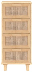 barna tömör fenyő/természetes rattan tálalószekrény 40x30x90 cm