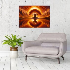 Üveg kép – Fa a véres napban (70x50 cm)