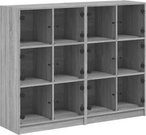 vidaXL szürke sonoma szerelt fa könyvespolc ajtókkal 136x37x109 cm