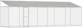 vidaXL Kutya ketrec tetővel Ezüst 800 x 200 x 256 cm Acél és PE