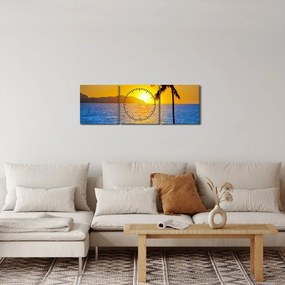 Kép - Naplemente a tenger felett (órával) (90x30 cm)