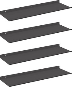 vidaXL Lebegő polc Falra szerelhető 4 pcs Fekete 60 x 18 x 2,5 cm Acél