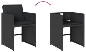 11 részes fekete polyrattan kerti étkezőgarnitúra párnákkal