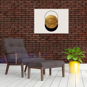 Üveg kép - Absztrakció arany és fehér N⁰2 (70x50 cm)