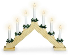 Karácsonyi gyertyadísz Candle Bridge barna, 7 LED
