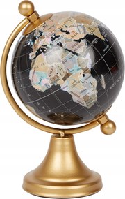 Dekorációs Földgömb tökéletes ajándék 9,5x8,5x14,5 cm arany láb Fekete-arany