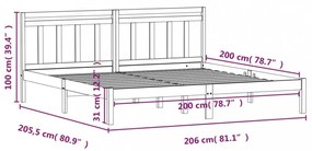 fehér tömör fenyőfa ágykeret 200 x 200 cm