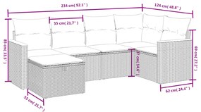 6 részes szürke polyrattan kerti ülőgarnitúra párnákkal