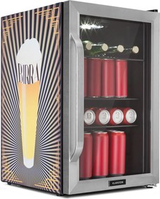 Klarstein Beersafe 70 Birra Edition, hűtőszekrény, 70 liter, 3 polc, panoráma üvegajtó, rozsdamentes acél
