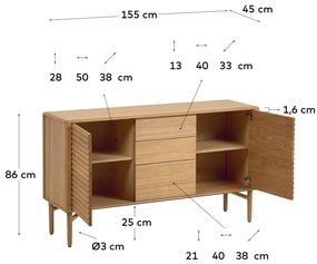 Lenon komód tölgy dekorral - Kave Home