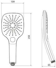 Sapho kézi zuhany gombbal, matt fekete