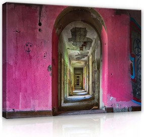 Vászonkép 100x75 Elhanyagolás elhagyatott rom folyosó bárka rózsaszín falak