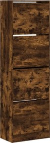 vidaXL füstös tölgy cipőszekrény 4 kihajtható fiókkal 60x34x187,5 cm