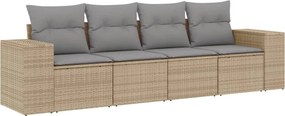 vidaXL 4 részes bézs polyrattan kerti ülőgarnitúra párnákkal