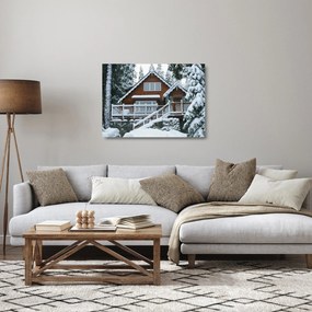Üveg kép - Fából készült házikó (70x50 cm)