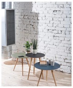 Arp tölgyfa tárolóasztal fekete asztallappal, ⌀ 55 cm - Gazzda