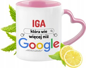 Igi bögre rózsaszín, szív alakú füllel Kávé ajándék