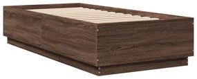 barna tölgyszínű szerelt fa ágykeret LED-del 100 x 200 cm