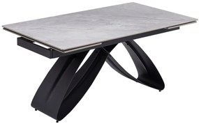 Szürke Márványhatású Bővíthető Kerámia Asztal Fekete Lábbal. LUIGI 160-240 cm