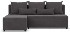 Nobu sarokkanapé, kordbársony, univerzális oldal, szürke