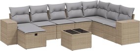 vidaXL 9 részes vegyes bézs polyrattan kerti ülőgarnitúra párnákkal