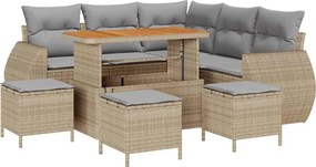 vidaXL Kerti Kanapé Szett 9 pcs Beige és Világosszürke polirattan