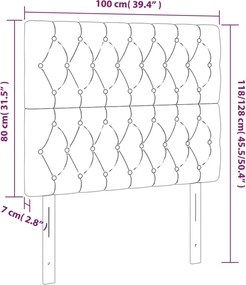 sötétszürke bársony fejtámla 100 x 7 x 118/128 cm