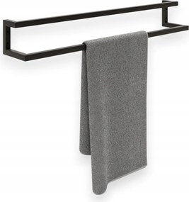 Törölközőtartó nagy fürdőszobai tartó fekete Loft 2 szintes 85cm