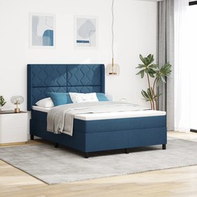 Boxspring Ágy Matrac & Kék LED 140x190 cm Szövet