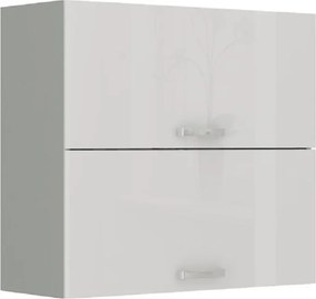Felsőszekrény, fehér extra magasfényű/szürke, PRADO 80 GU-72