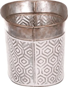 Ovális fém virágláda ornament mintával fehér-réz