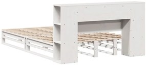 fehér tömör fa könyvespolcos ágy matrac nélkül 135x190 cm
