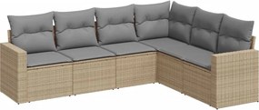 vidaXL 6 részes bézs polyrattan kerti ülőgarnitúra párnával