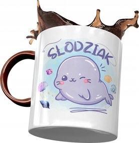 Bordó bögre fóka mintával Ajándék fényképpel