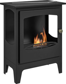 HOMCOM 7000BTU Bioetanol Kandalló Rozsdamentes Acél Tűzoltóval 1,2 L-es Tartály 3 Órás Égési Idő Belső Használatra 20-25 m² 39x26x54 cm Fekete | Aosom