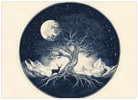Kép – Mágikus fa szarvassal I. (70x50 cm)