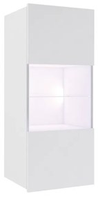 CALABRINI vitrines faliszekrény, fehér/magasfényű fehér, + kék LED