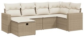 vidaXL 6 részes bézs polyrattan kerti ülőgarnitúra párnával