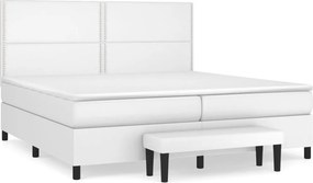vidaXL fehér műbőr rugós ágy matraccal 200 x 200 cm