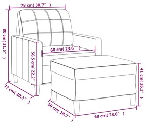 világosszürke szövet kanapéfotel lábtartóval 60 cm