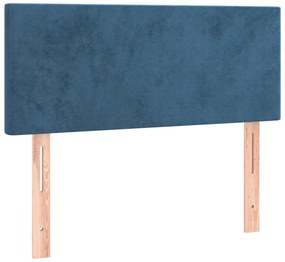 sötétkék bársony rugós és LED-es ágy matraccal 80 x 200 cm